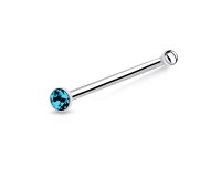 1.2mm Bezel Stone Set Silver Bone Nose Stud NSKD-53
